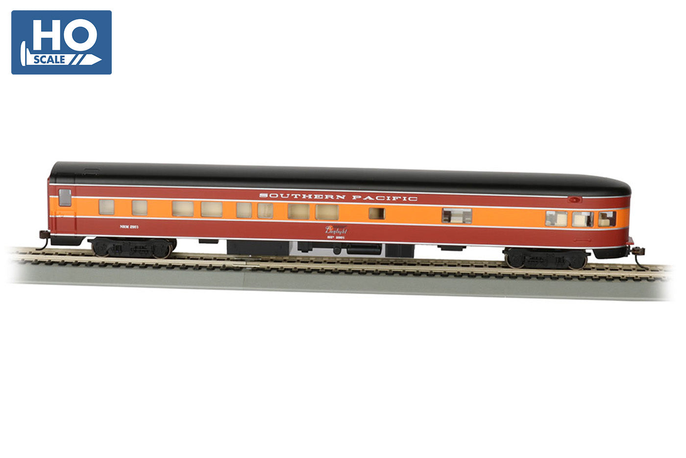 Bachmann 14312 HO SP 85' Smooth Side Observation with Lighted Interior #2954