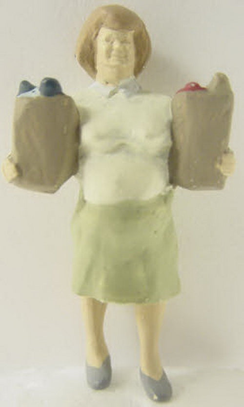 Arttista 1451 Woman Carrying 2 Bags of Groceries Pewter Figure