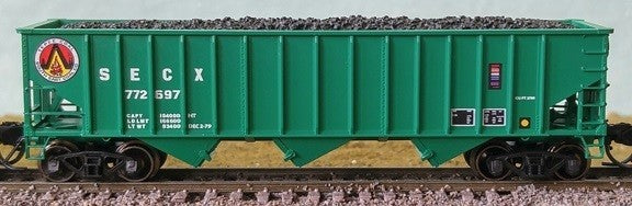 Bluford Shops 14561 N South East Coal Co. 70-Ton 3-Bay 14-Panel Hopper w/Load
