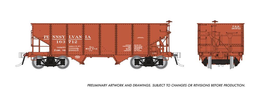 Rapido Trains 148018 HO Pennsylvania Early Scheme GLa 2-Bay Hopper (Pack of 6)