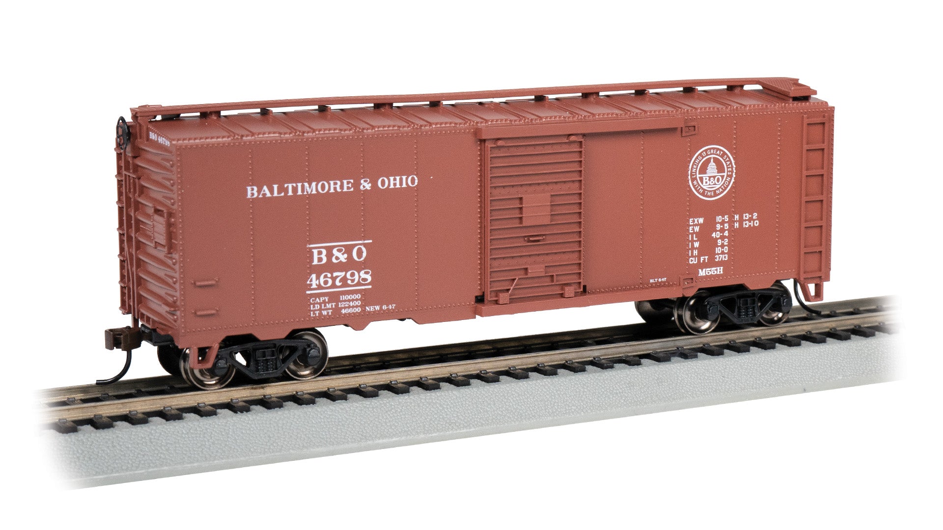Bachmann 15013 HO Baltimore & Ohio 40' Steam Era Boxcar #46796