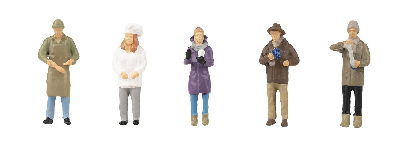 Faller 151649 HO Christmas Market Vendor Group Figures (Set of 5)