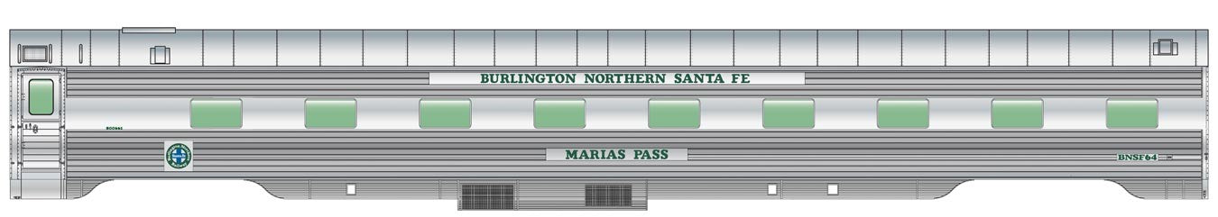 Walthers 920-15254 HO BNSF Marias Pass 85' Real Metal Finish 4-4-2 Sleeper #64