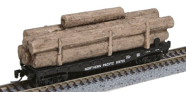 Micro-Trains 52500091 Z NP 40' Fishbelly Sides Flat Car with Log Load #69721
