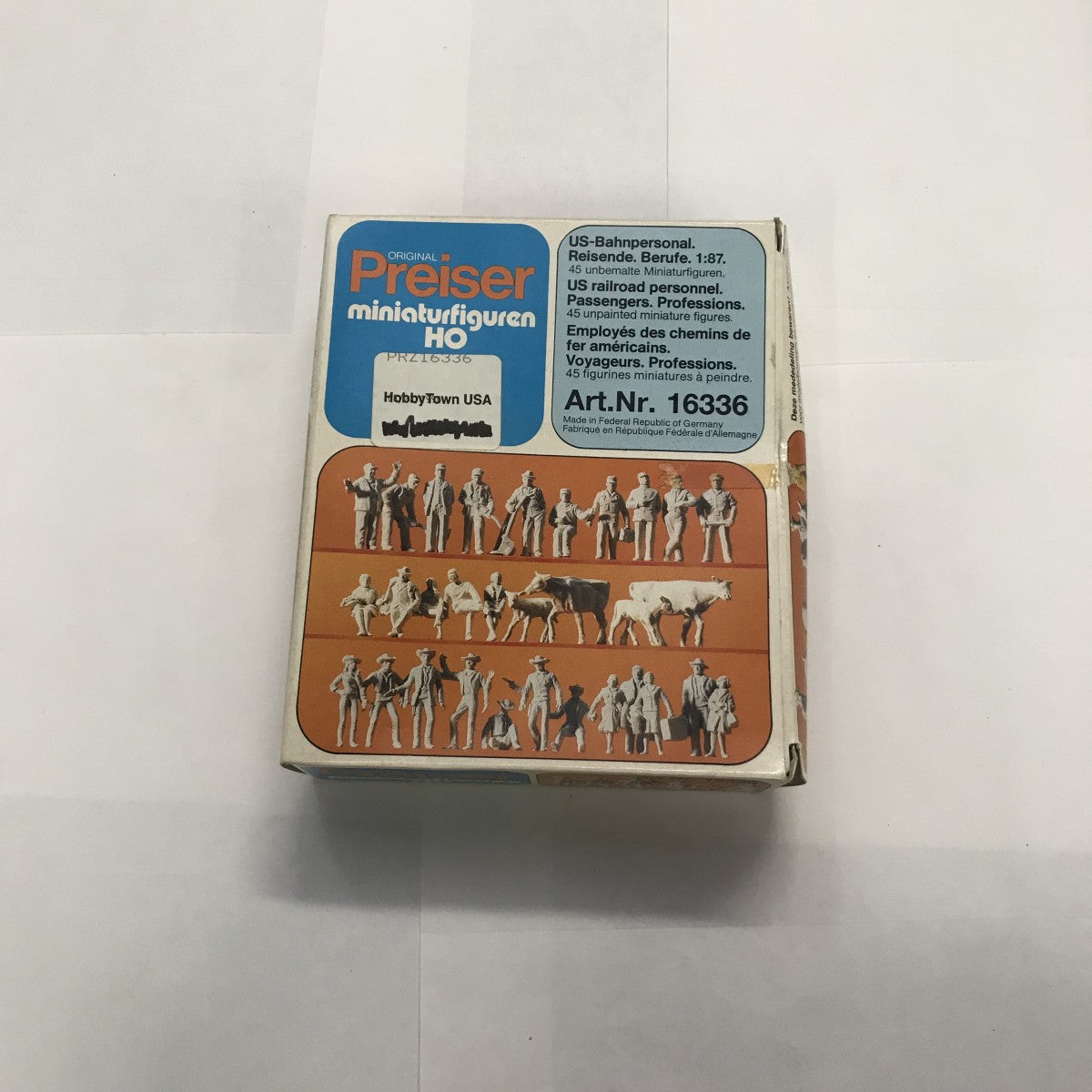 Preiser 16336 HO Unpainted Railroad People & Animals Figure Kit (Set of 45)