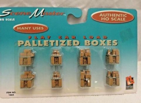 Life Like 1665 HO SceneMaster Flat Car Load Palletized Boxes (Pack of 6)
