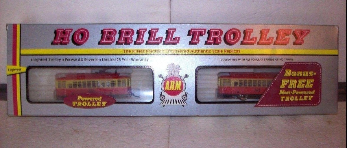 AHM 16953 HO Scale Brill Trolley Powered & Non-Powered Set