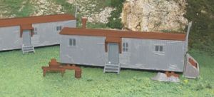 Bachmann 45176 HO Plasticville Gray and Oxide Red Railroad Work Sheds