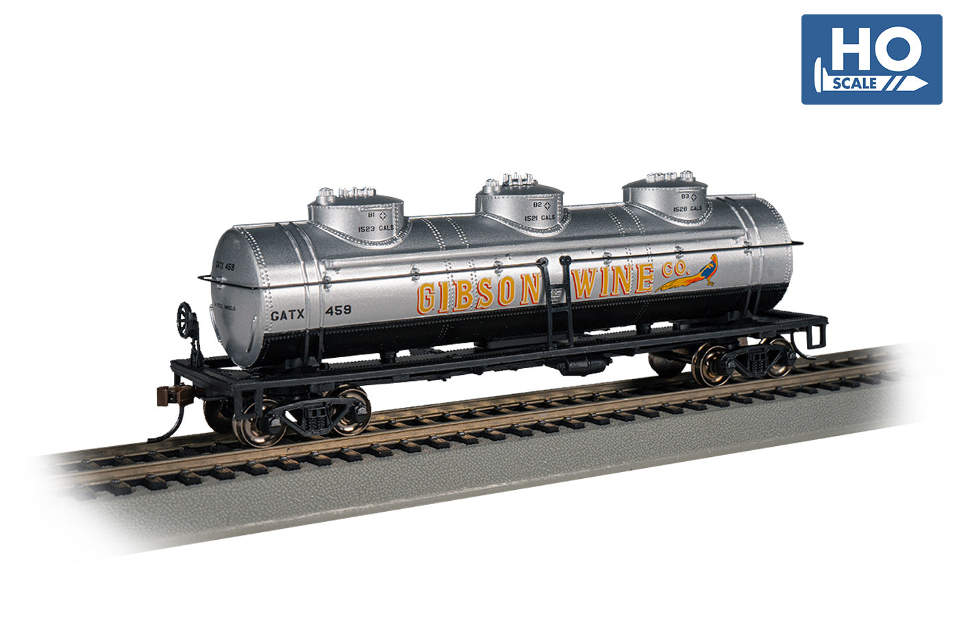Bachmann 17115 HO Scale Gibson Wine Co. 40' 3-Dome Tank Road # 459