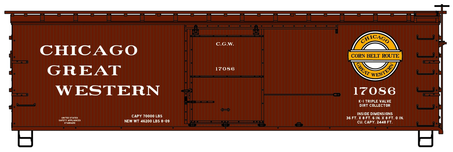 Accurail 1715 HO Chicago Great Western 36' Double Sheath Wood Boxcar Kit