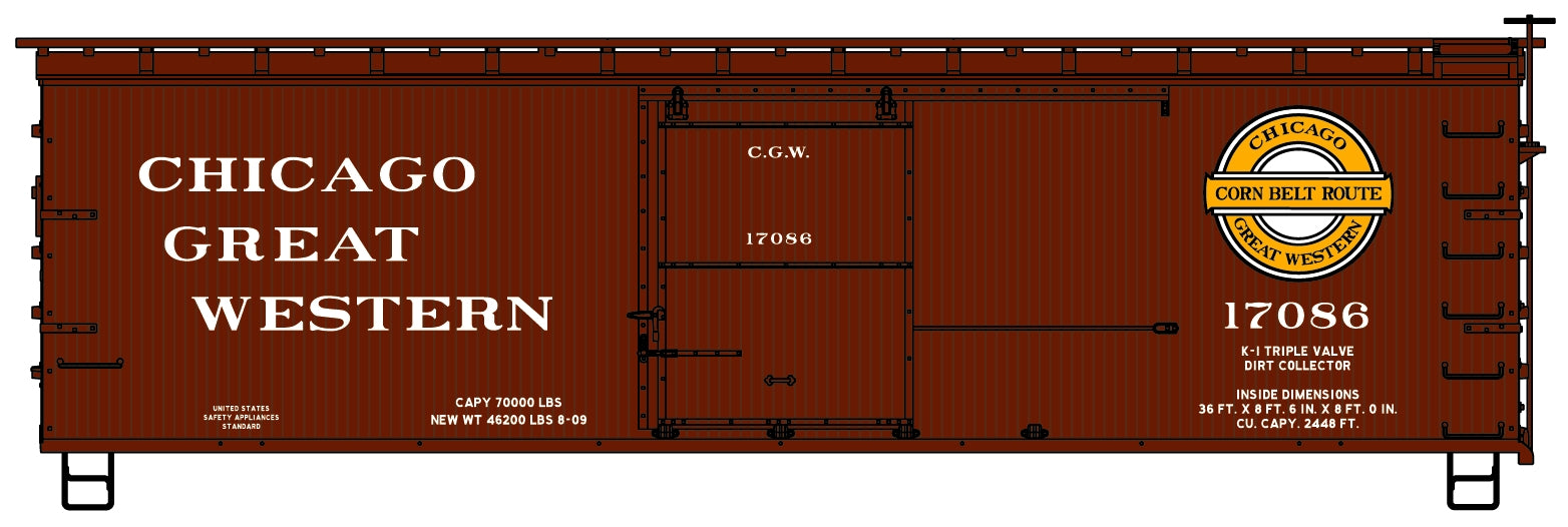 Accurail 1715 HO Chicago Great Western 36' Double Sheath Wood Boxcar Kit