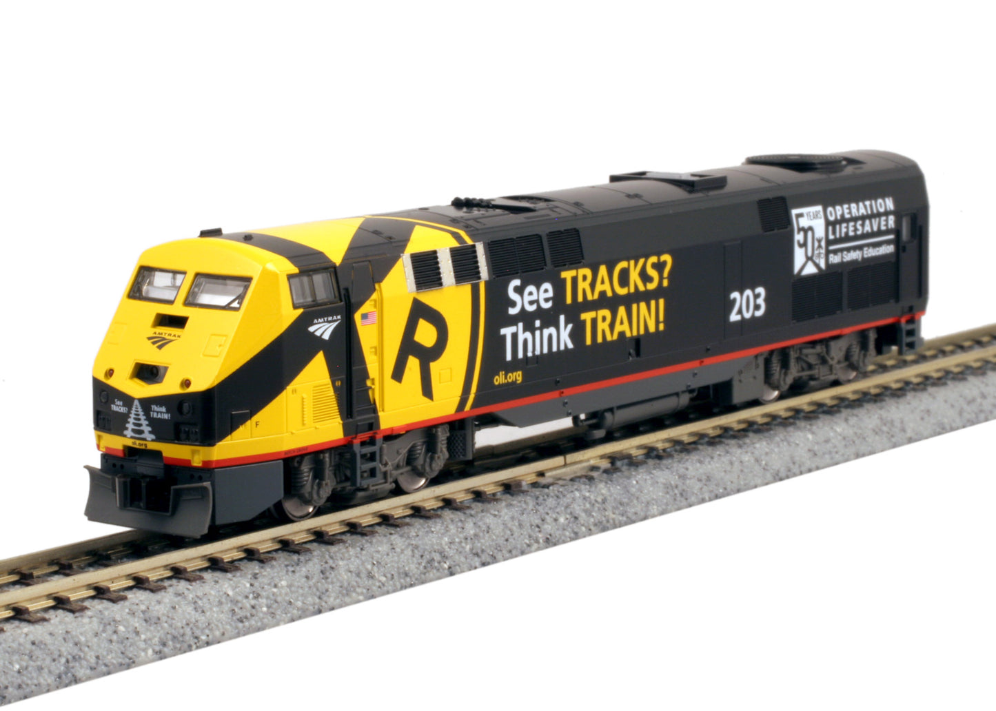 Kato 176-6039 N Amtrak Operation Lifesaver P42 Diesel Locomotive #203