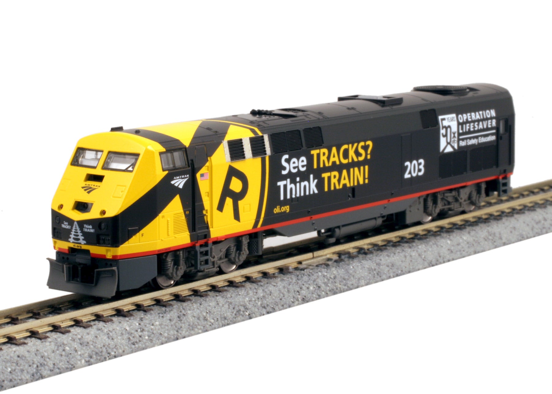 Kato 176-6039 N Amtrak Operation Lifesaver P42 Diesel Locomotive #203