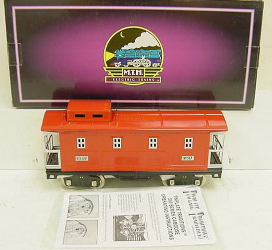 MTH 10-1098 Standard Gauge No. 500 Tinplate Red Caboose #517 with Nickel Trim