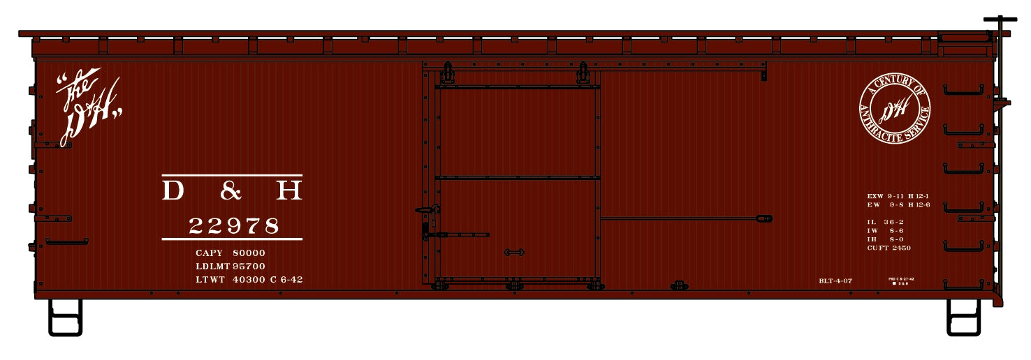 Accurail 1808 HO Delaware & Hudson 36' Double-Sheathed Wood Boxcar #22978