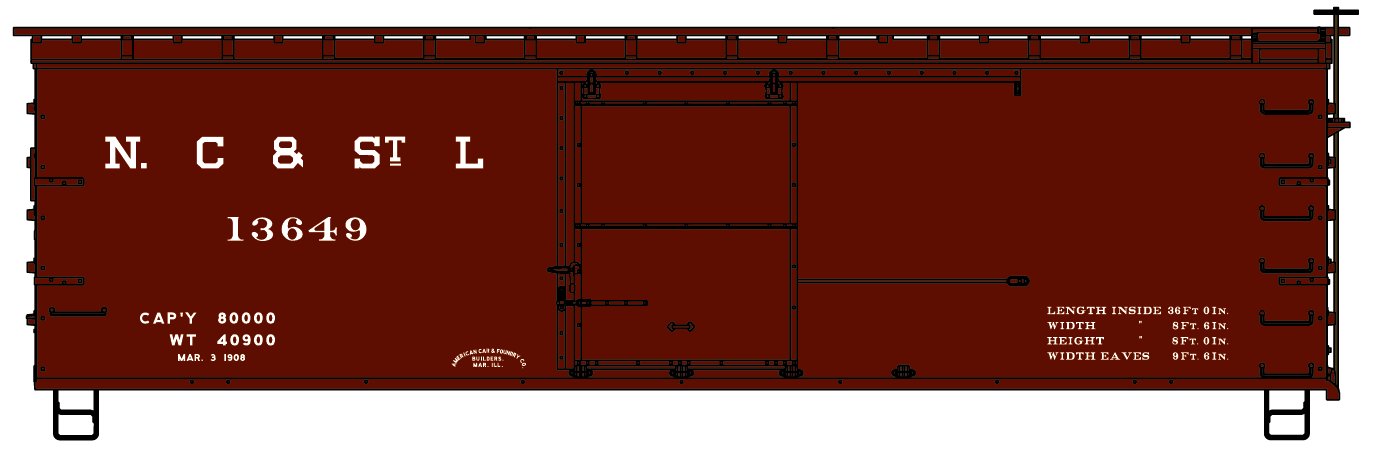 Accurail 1810 HO Nashville Chattanooga & St. Louis 36' Double Sheath Boxcar Kit