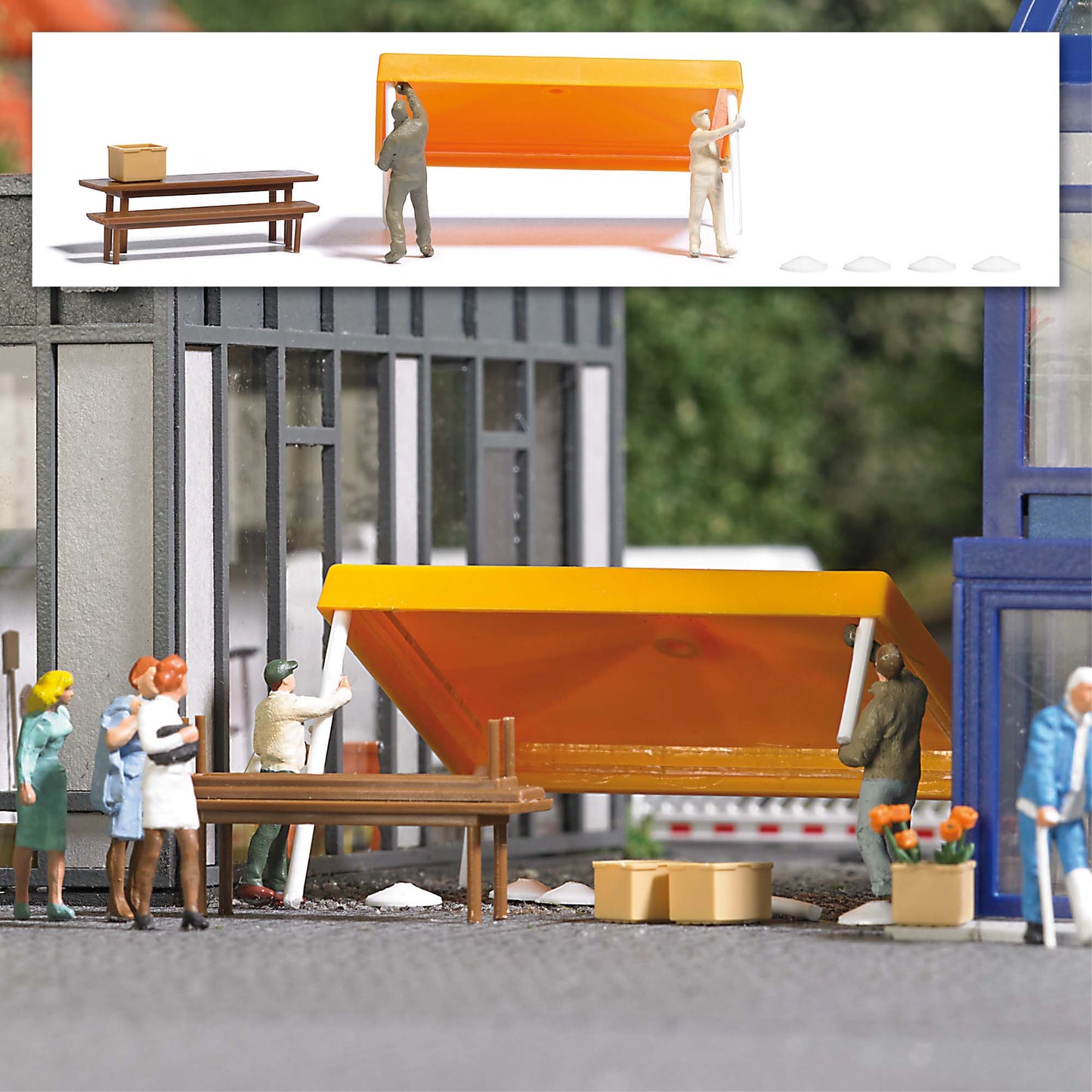Busch 1821 HO Market Stall Construction Kit