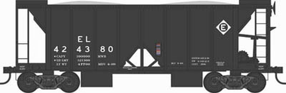 Bowser 43109 HO Erie Lackawanna RTR 70-Ton 2-Bay Ballast Hopper #424388