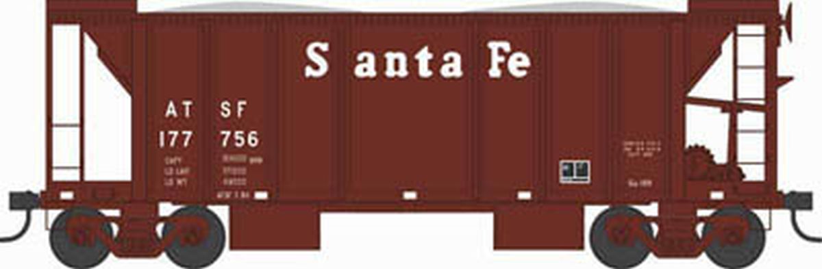 Bowser 43141 HO Santa Fe RTR 70-Ton 2-Bay Ballast Hopper #177781