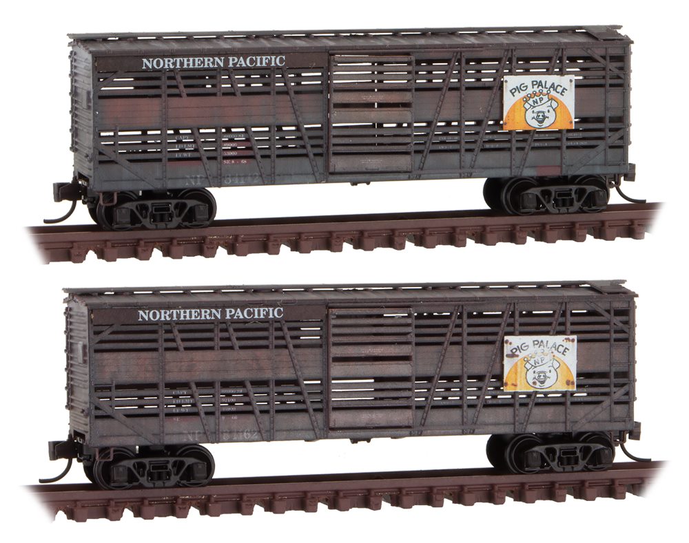 Micro-Trains 99305820 N NP Weathered 40' Despatch Wood Stock Car (Set of 2)