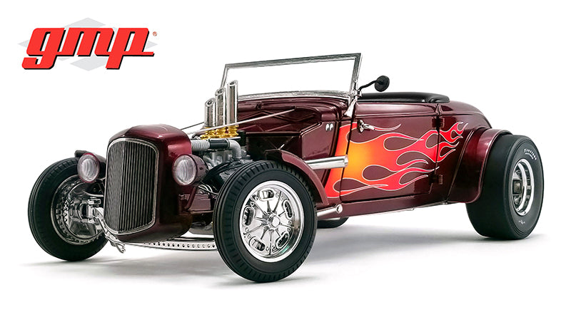 GMP 18926 1:18 1934 Hot Rod Roadster Brandywine Metallic with Flames Car