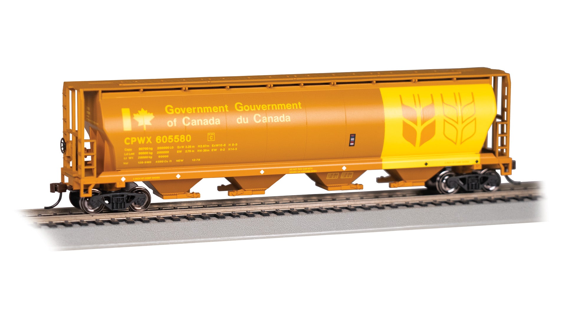 Bachmann 19105 HO Government of Canada Cylindrical Grain Hopper Road # 605580