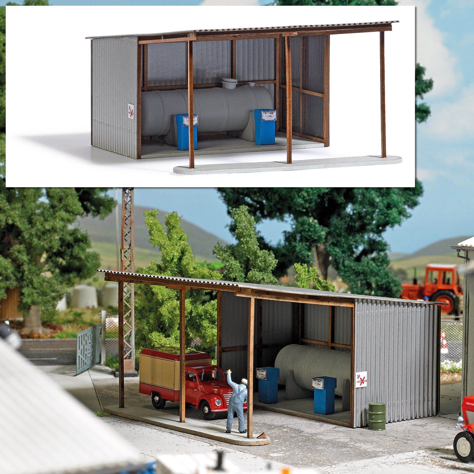Busch 1912 HO LPG Gas Station Building Kit