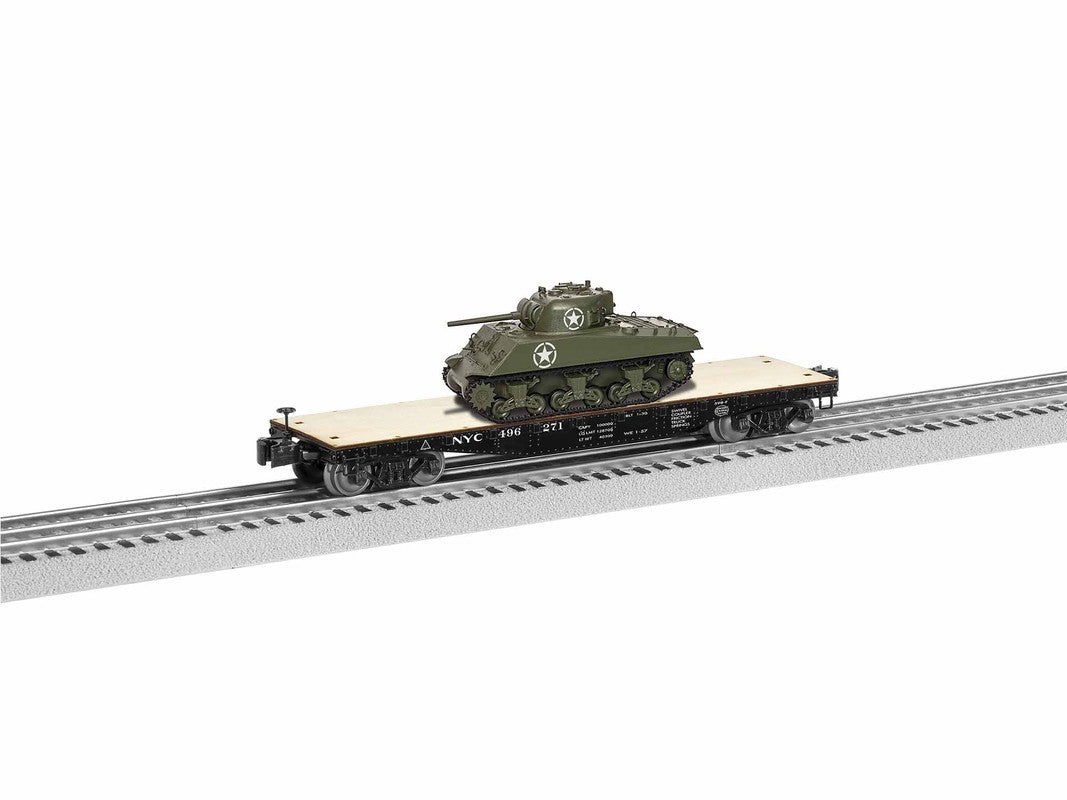 Lionel 1926712 O New York Central 40' Flatcar with Sherman Tank Car #496271