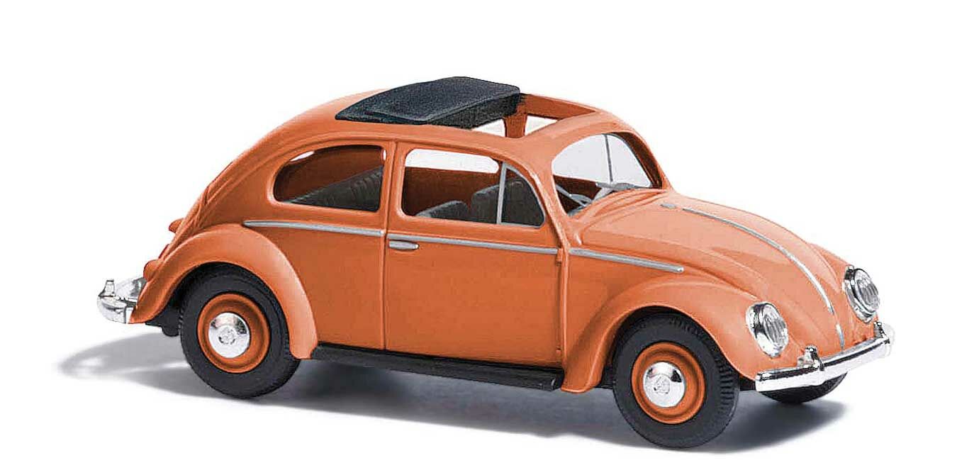 Busch 52953 HO Salmon 1955 Volkswagen Beetle with Oval Rear Window & Sunroof
