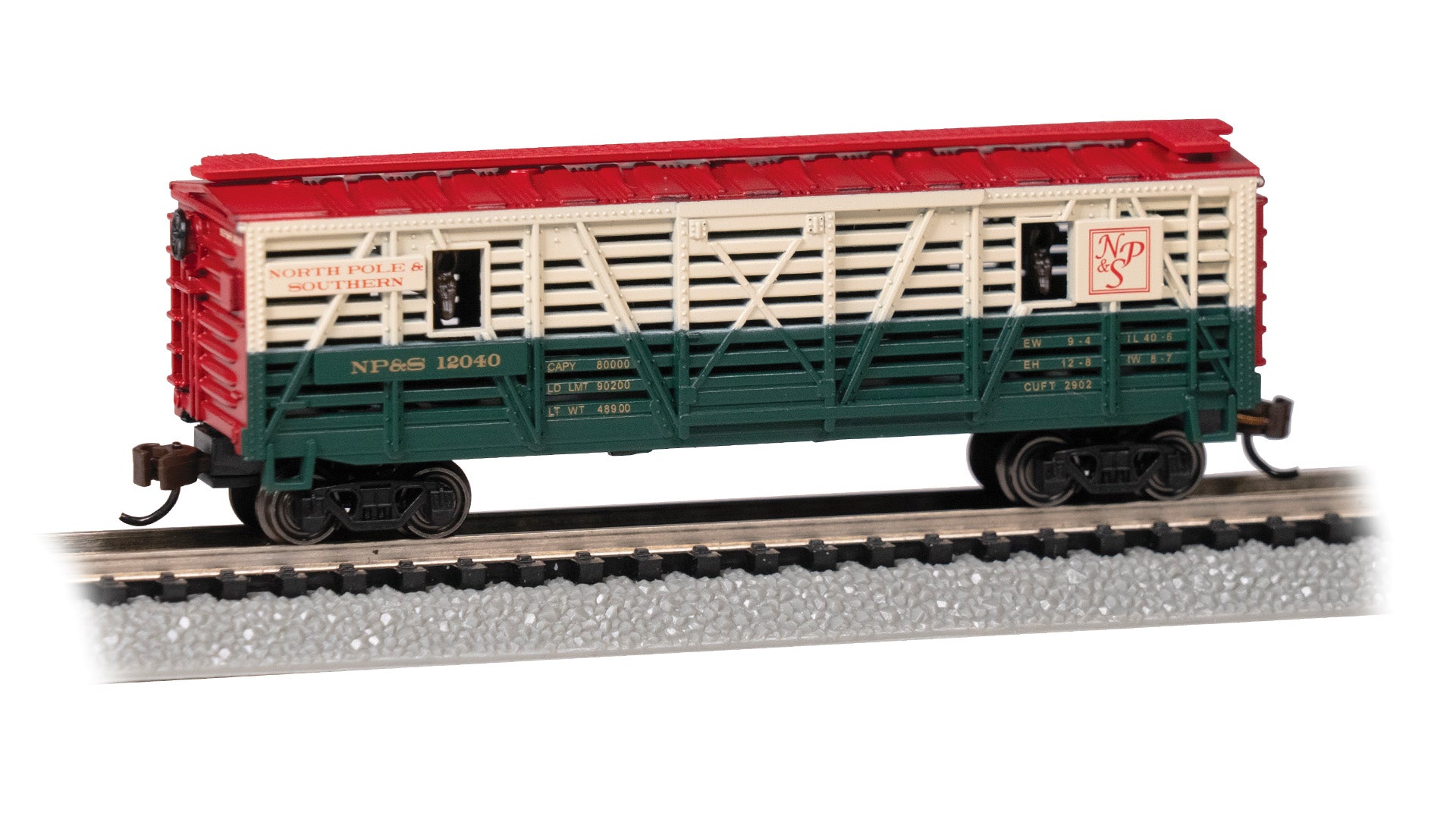 Bachmann 19754 N North Pole and Southern Christmas Animated Stock Car
