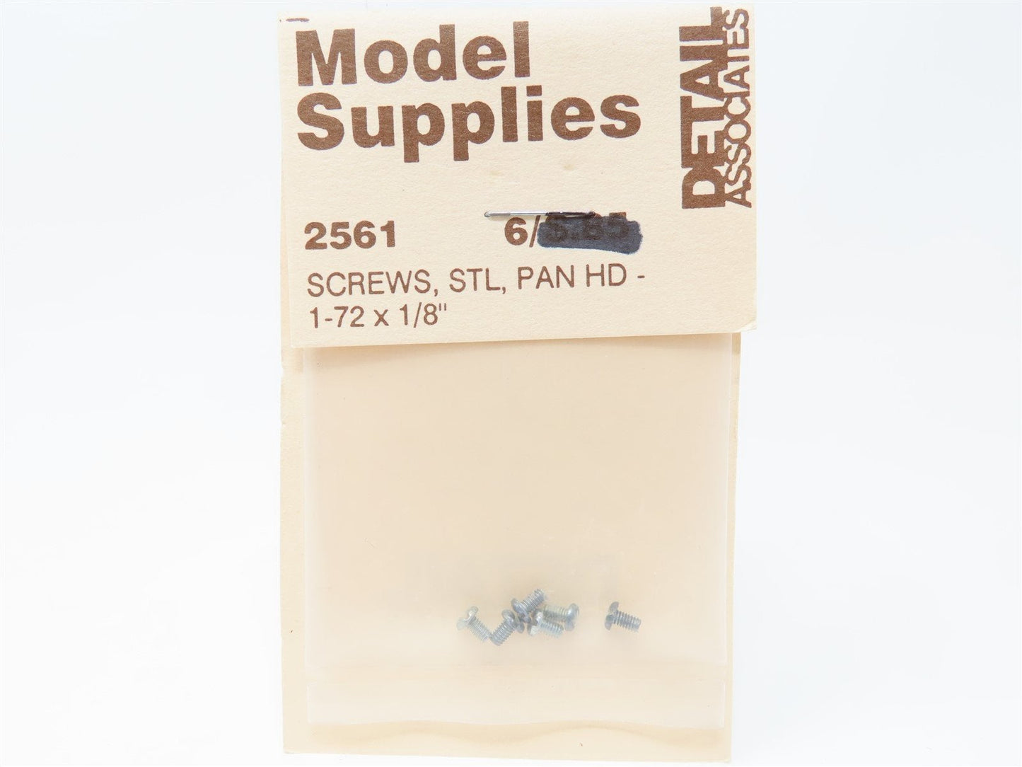 Detail Associates 2561 1-72 x 1/8 Pan Head Screws (Pack of 6)