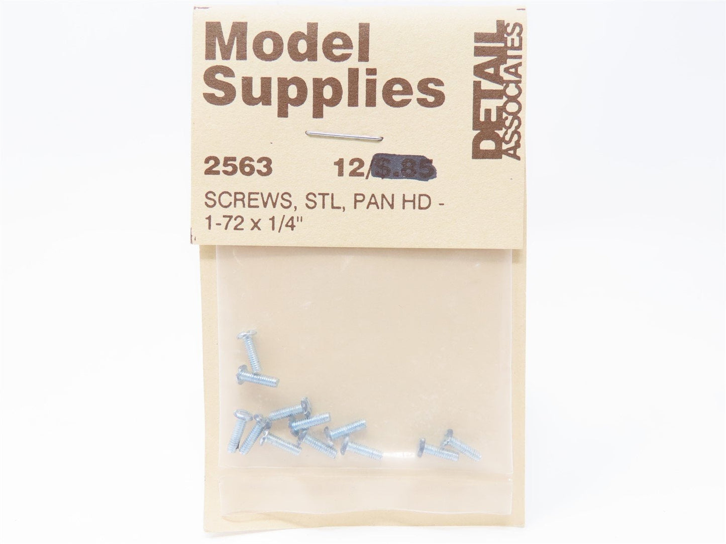 Detail Associates 2563 1-72 x 1/4 Pan Head Screws (Pack of 12)