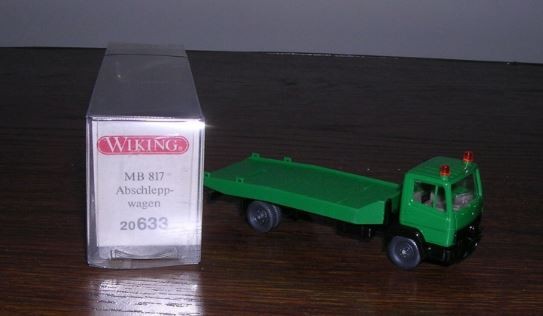 Wiking 633 HO MERCEDES 617 Rollbed Wreck Recovery Truck "green" Imported 1988