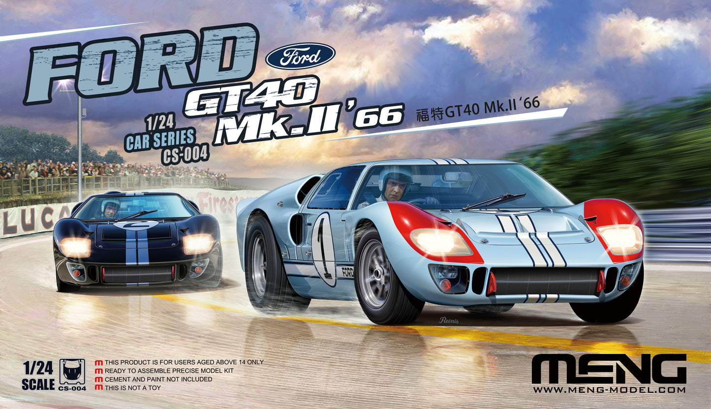 Meng Models CS-004 1:24 Ford GT 40 Mk. II Race Car New Tool Plastic Model Kit