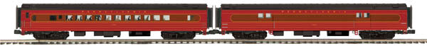 MTH 20-69172 O PRR 70' Streamlined Baggage/Coach Passenger Car Set (Set of 2)