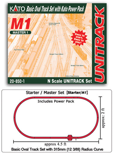 Kato 20-852 N M1 Basic Oval Unitrack Set with Powerpack