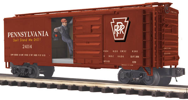 MTH 20-93527 O Pennsylvania Operating Boxcar #24114 with Signal Man