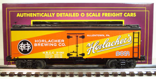 MTH 20-94335 O Gauge Horlacher’s Beer 36’ Woodsided Reefer Car #3184