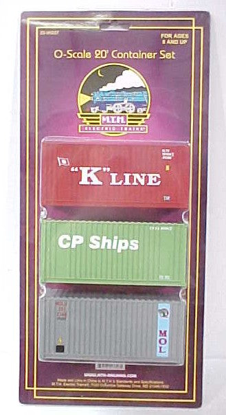 MTH 20-95037 O Mitsui/K Line/CP Ships 20' Container (Set of 3)