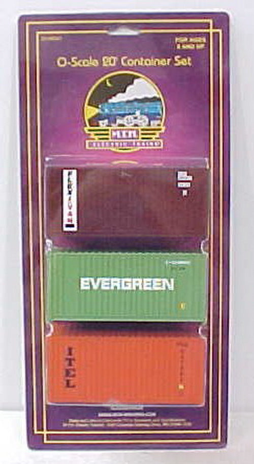 MTH 20-95041 O Flex Van, ITEL, Evergreen 20' Container Set (Set of 3)