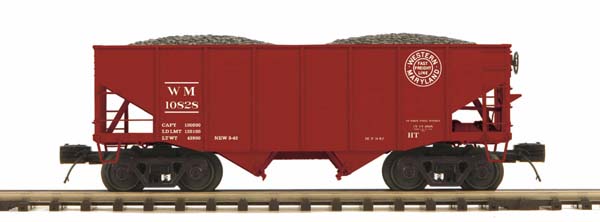 MTH 20-97271 Western Maryland 2-Bay Fish Belly Hopper Car w/Coal Load #10820
