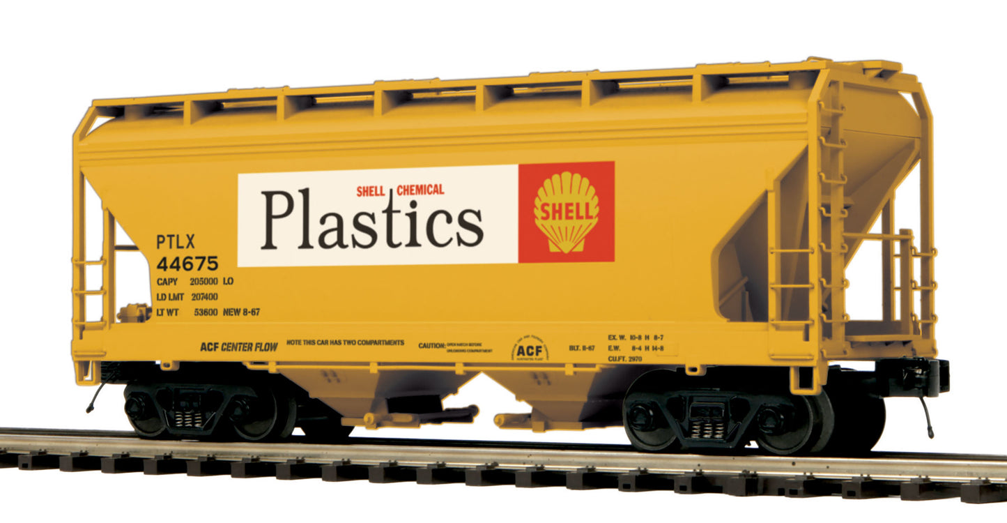 MTH 20-97927 O Shell Plastics Premier 2-Bay Centerflow Hopper Car #44675