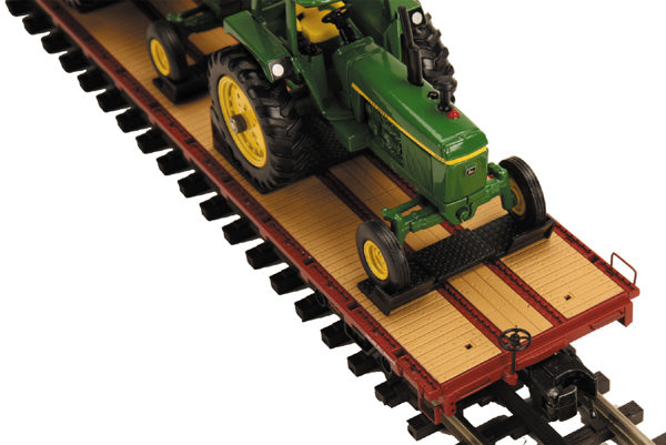 MTH 20-98643 O Milwaukee Road 60' Flat Car w/ 3 John Deere 4230 Tractors #61039