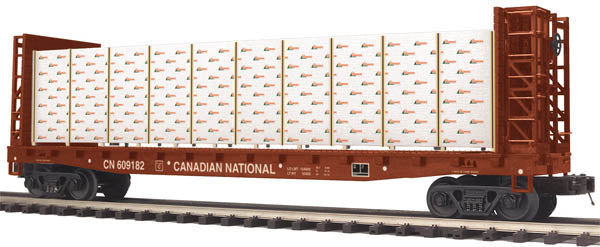 MTH 20-98778 O Scale CN Flat Car w/ Bulkheads & Covered Wood Load