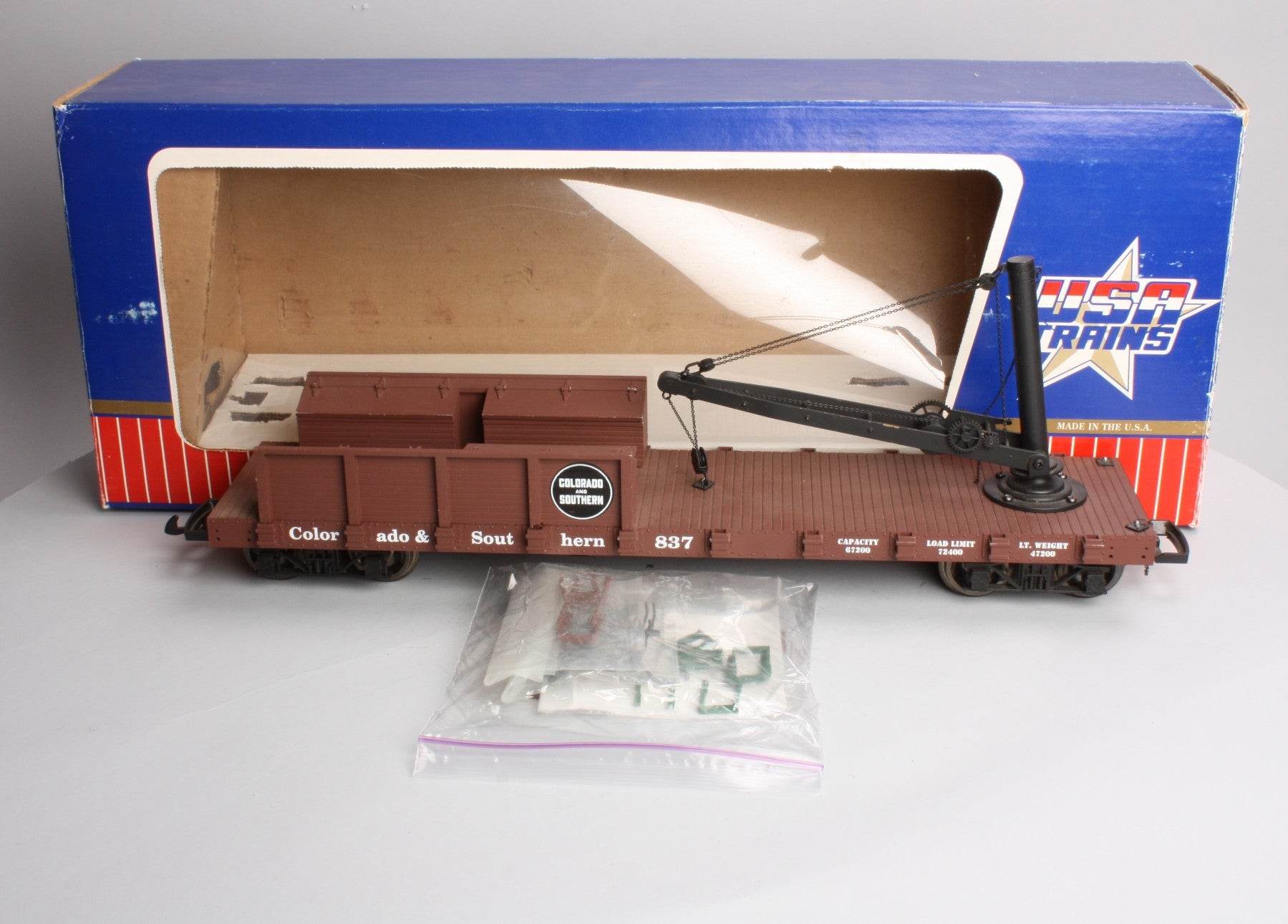 USA Trains 1807 G Colorado & Southern Derrick Car with Boom