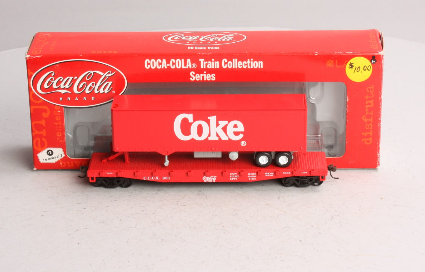 Athearn 8302 HO Train Collection Series 50' Flat Car With 40' Red Coke Trailer