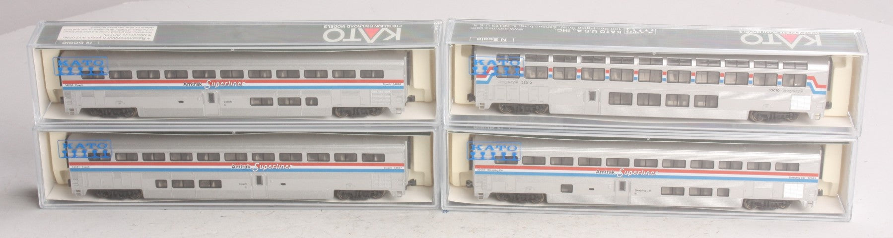 Kato 106-3502 N Amtrak Phase III Superliner Passenger Cars (Set of 4) - Set B