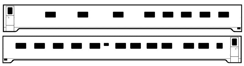 Brass Car Sides 551 N SP & NP 10-6 Sleepers Pullman-Standard Plan #4140C