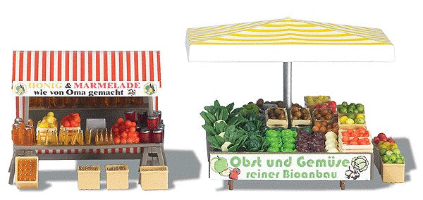 Busch 1071 HO Scale Fruit and Vegetables Market Stand Model Building Kit