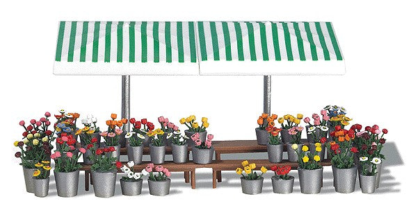 Busch 1072 HO Scale Flower Market Stand Building Kit